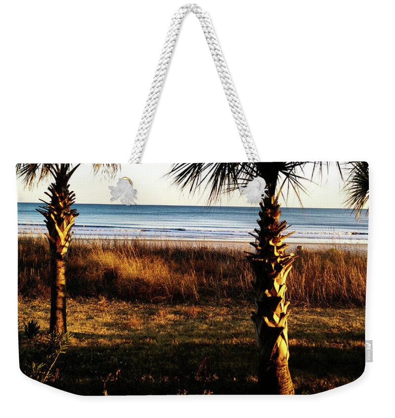 Palm Trees Weekender Tote Bag featuring the photograph Palm Triangle by Robert Knight