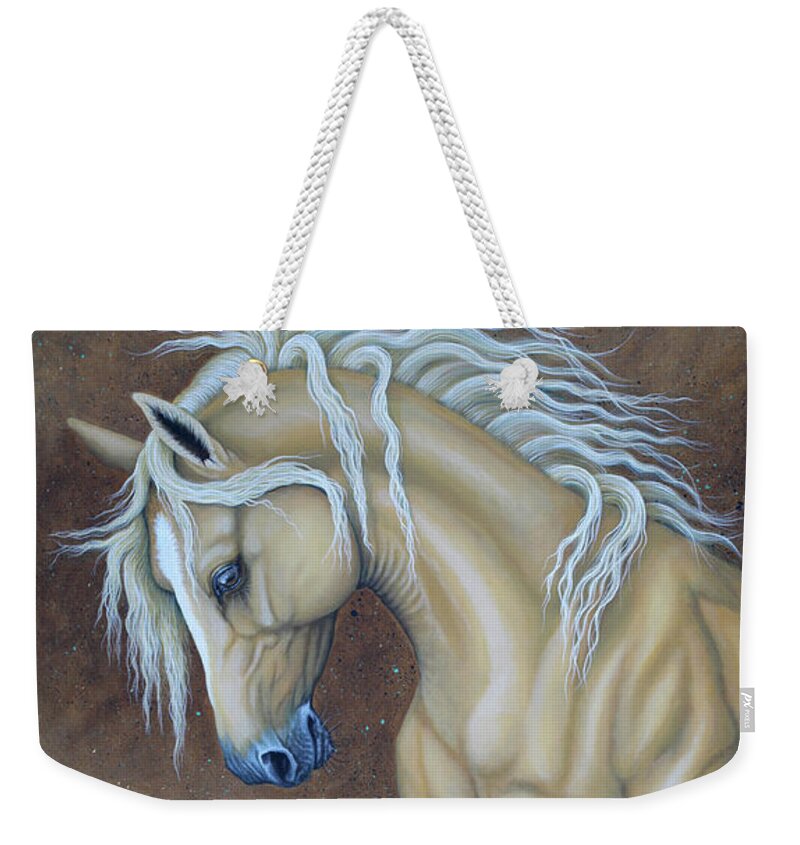 Horse Weekender Tote Bag featuring the painting Palomino by Tish Wynne