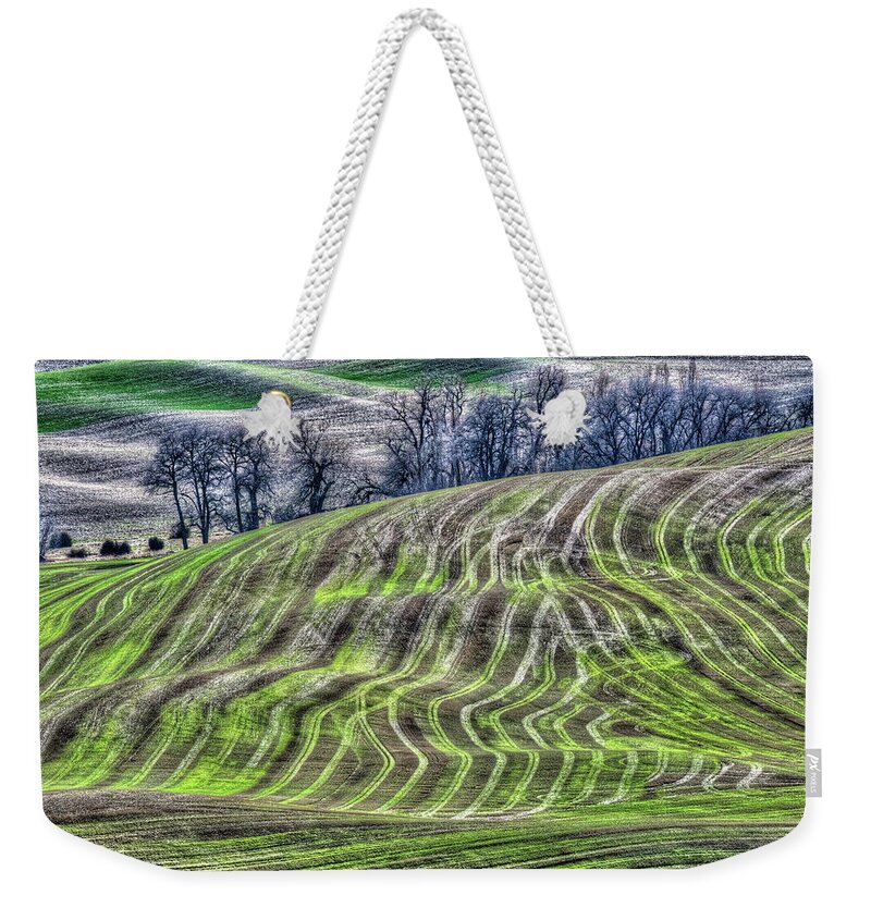 Palouse Weekender Tote Bag featuring the photograph Palouse Tracks and Trees by Ed Broberg