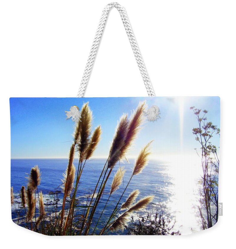 Nature Weekender Tote Bag featuring the photograph Pampas Grass and The Pacific 2 by Jodie Marie Anne Richardson Traugott     aka jm-ART