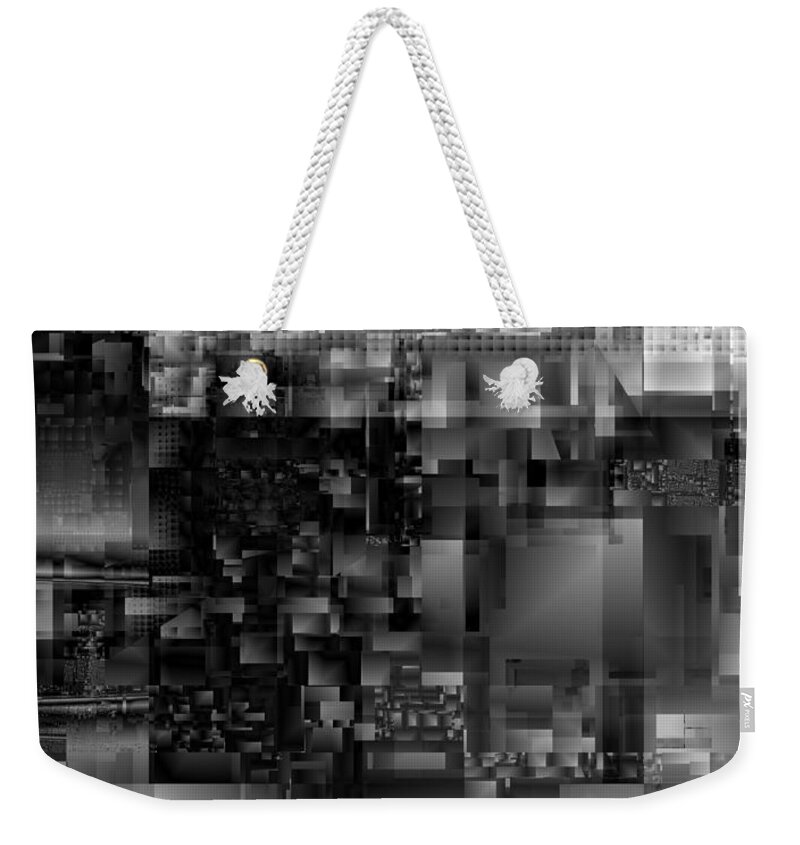 Fractal Weekender Tote Bag featuring the digital art Panels in Grey by Richard Ortolano
