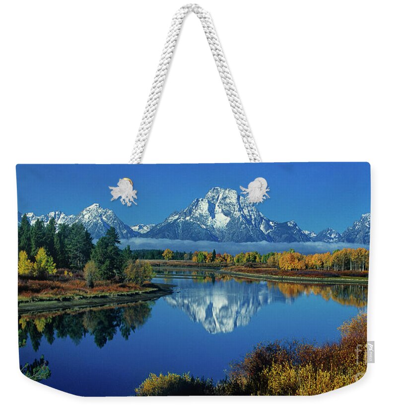 Dave Welling Weekender Tote Bag featuring the photograph Panorama Oxbow Bend Grand Tetons National Park Wyoming by Dave Welling