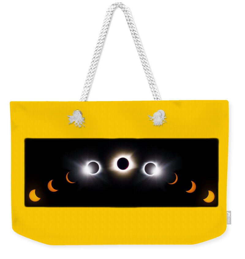08 21 2017 Weekender Tote Bag featuring the photograph Panorama Total Eclipse T Shirt Art Phases by Debra and Dave Vanderlaan
