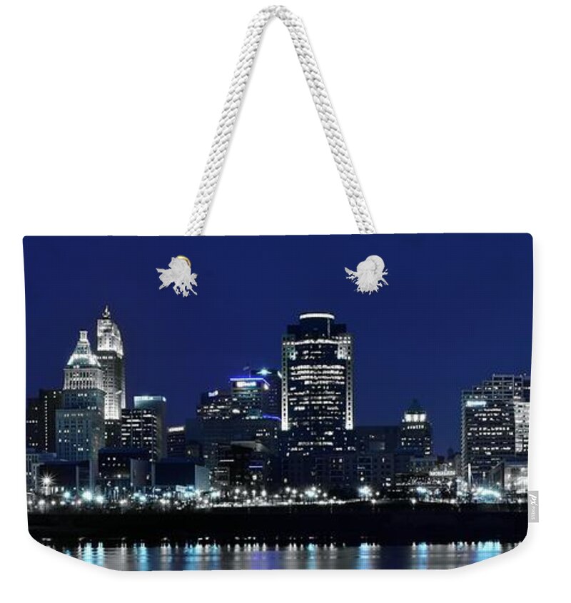 Cincinnati Weekender Tote Bag featuring the photograph Panoramic Blue by Frozen in Time Fine Art Photography