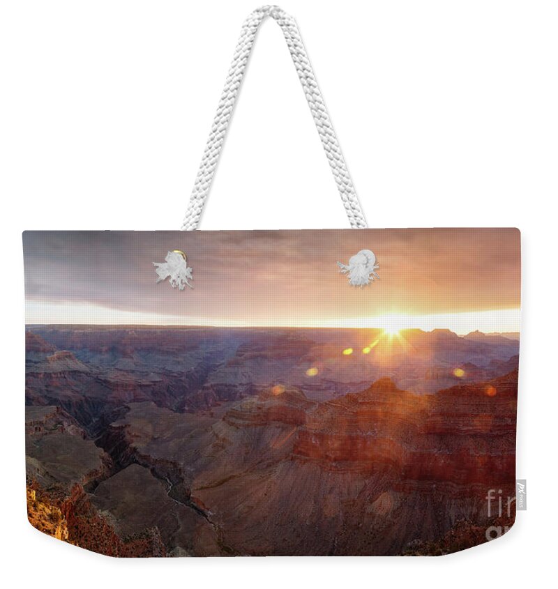 Grand Canyon Weekender Tote Bag featuring the photograph Panoramic sunrise over Mather point, Grand Canyon, USA by Matteo Colombo
