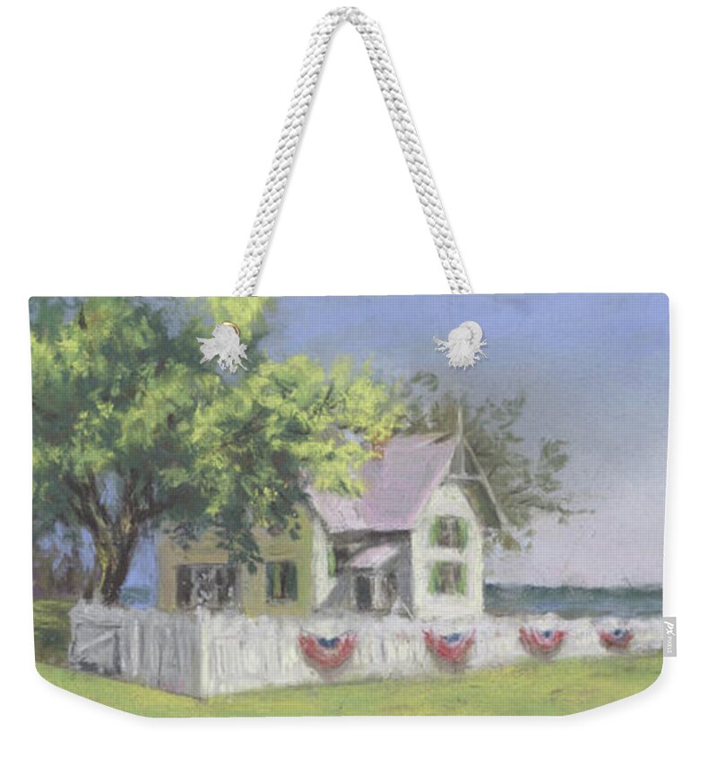 Panoramic View Of Marblehead Lighthouse Weekender Tote Bag featuring the painting Panoramic View of Marblehead Lighthouse by Terri Meyer