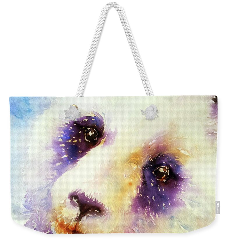 Giant Panda Weekender Tote Bag featuring the painting Pansy the Giant Panda by Arti Chauhan