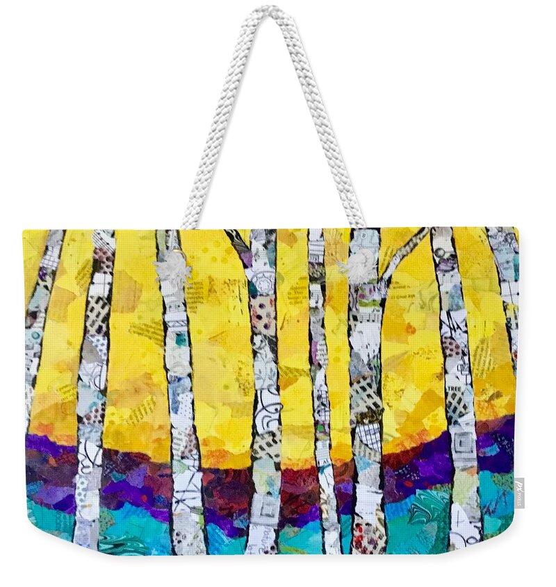Trees Weekender Tote Bag featuring the painting Paper Birch 2 by Phiddy Webb