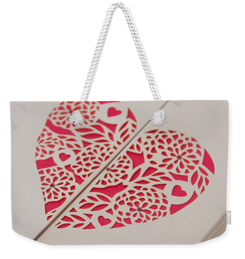Heart Weekender Tote Bag featuring the photograph Paper Cut Heart by Helen Jackson