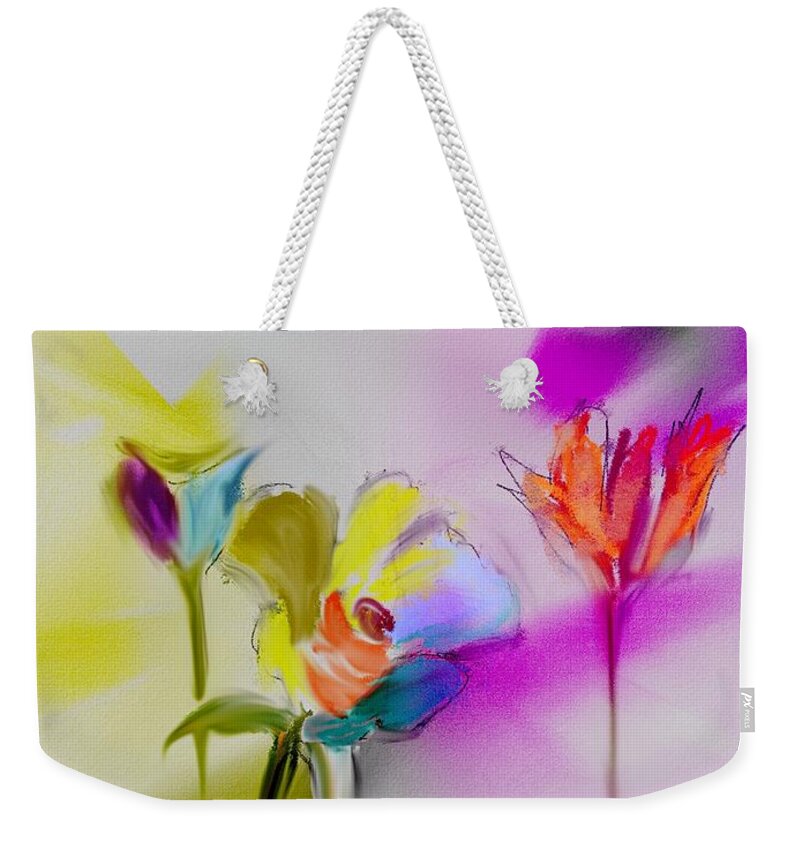 Ipad Painting Weekender Tote Bag featuring the digital art Paper Flowers by Frank Bright