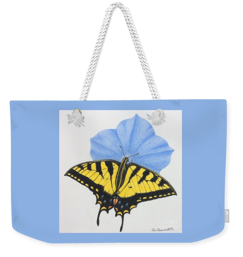 Butterfly Weekender Tote Bag featuring the drawing Papillion by George Sonner