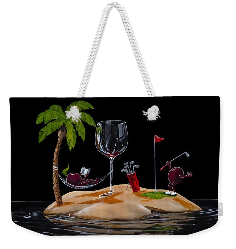 Palm Tree Weekender Tote Bag featuring the painting Paradise At Last by Michael Godard