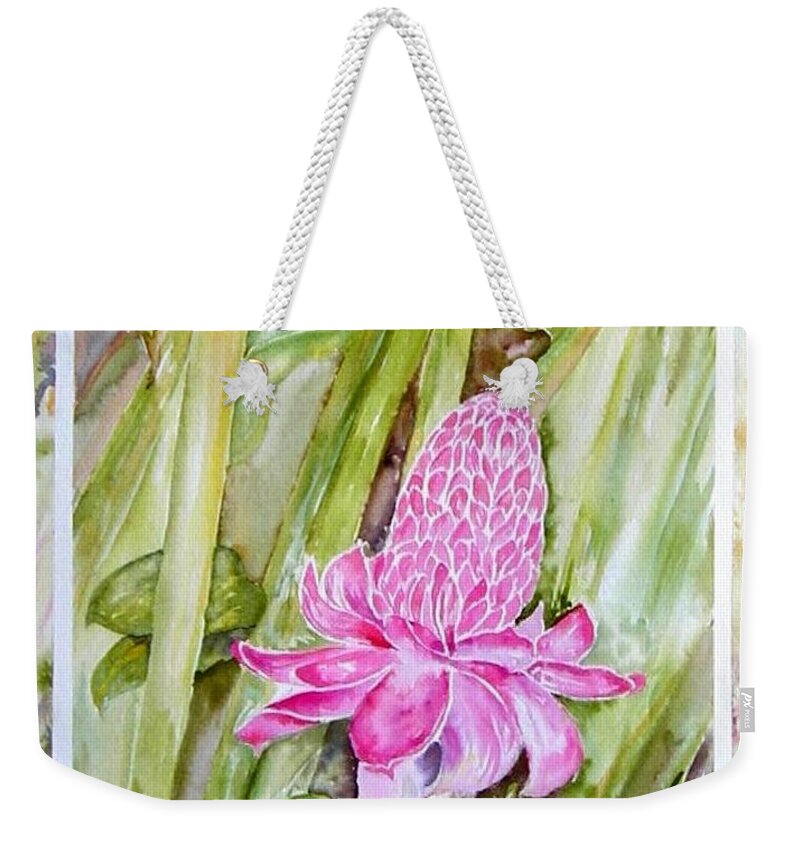 Flowers Weekender Tote Bag featuring the painting Paradise in Vloom by Diane Kirk