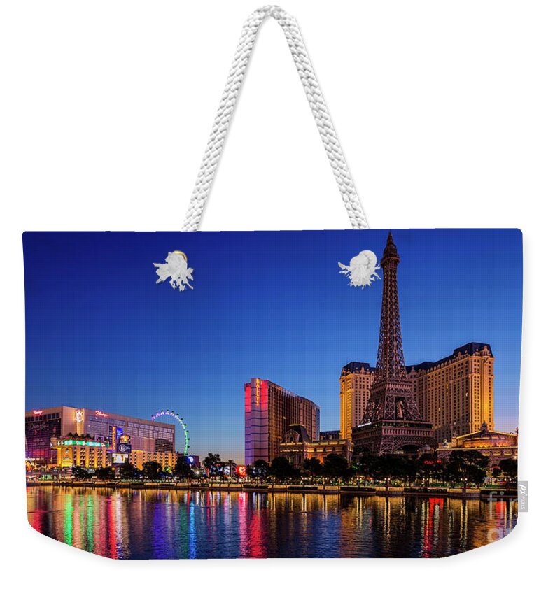 Eiffel Tower Weekender Tote Bag featuring the photograph Paris Casino At Dawn 2 to 1 Ratio by Aloha Art