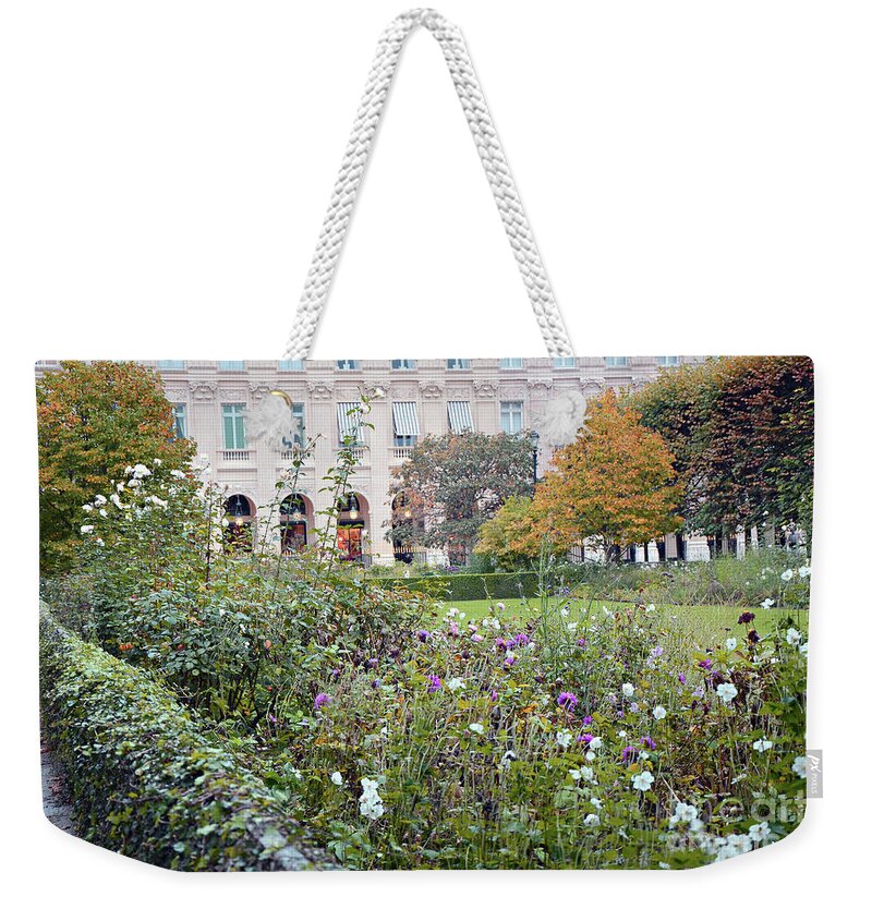 Paris Rose Gardens Weekender Tote Bag featuring the photograph Paris Palais Royal Gardens - Paris Autumn Fall Gardens Palais Royal Rose Garden - Paris In Bloom by Kathy Fornal