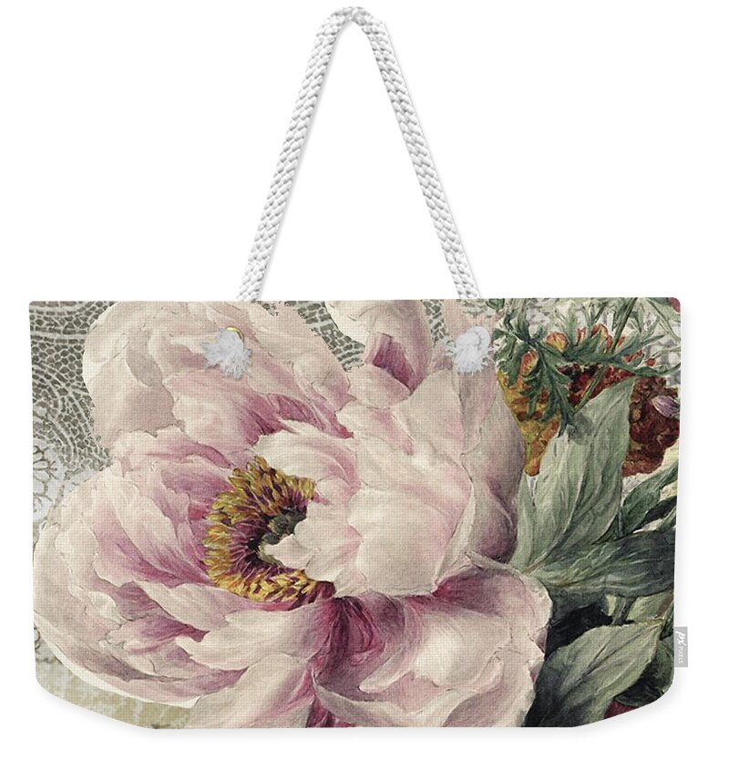 Peony Weekender Tote Bag featuring the painting Paris Peony by Mindy Sommers