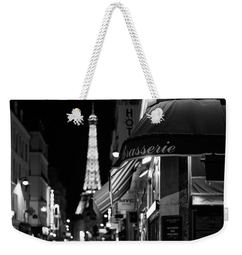 Eiffel Tower Weekender Tote Bag featuring the photograph Paris Streets by Night by Melanie Alexandra Price