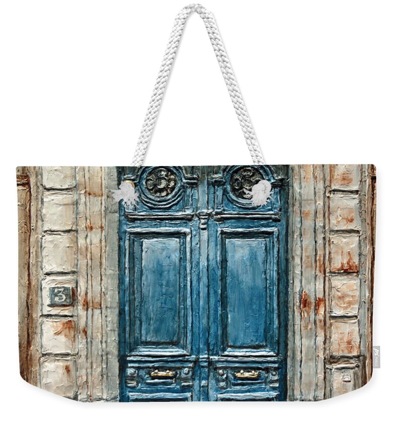 Joey Agbayani Weekender Tote Bag featuring the painting Parisian Door No. 3 by Joey Agbayani
