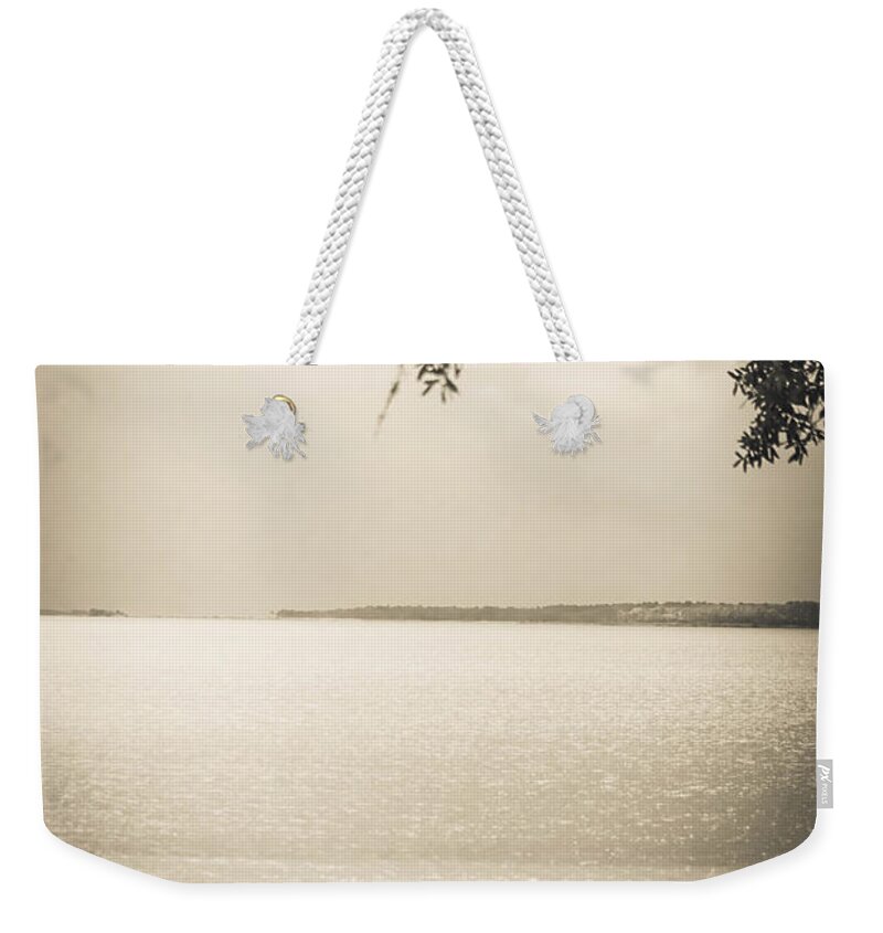  Seating Bench Weekender Tote Bag featuring the photograph Park Bench by Debra Forand