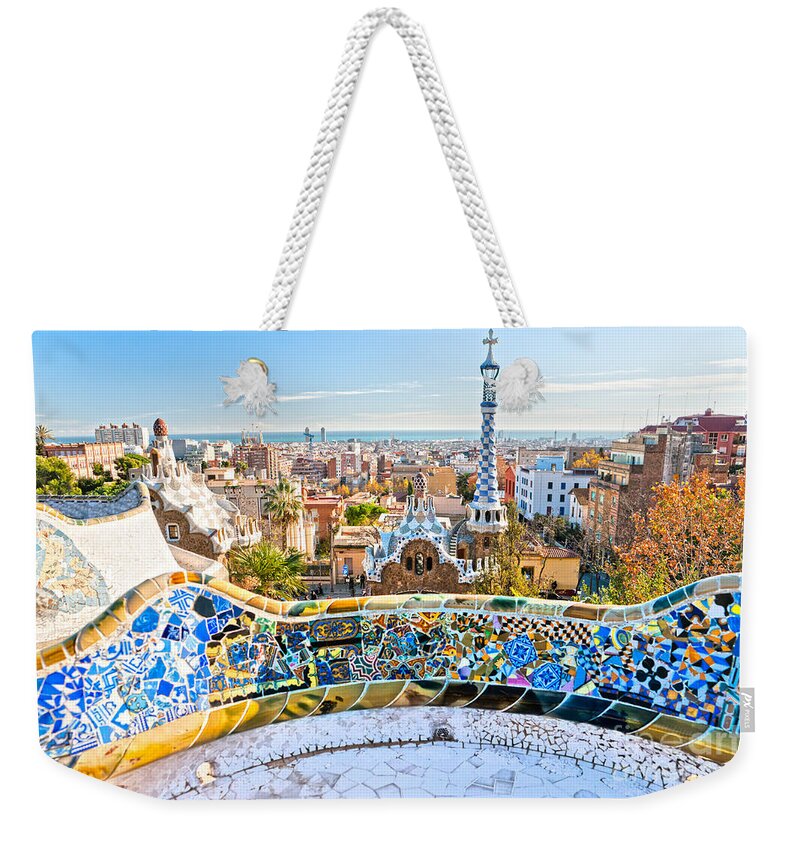 Architecture Weekender Tote Bag featuring the photograph Park Guell Barcelona by Luciano Mortula
