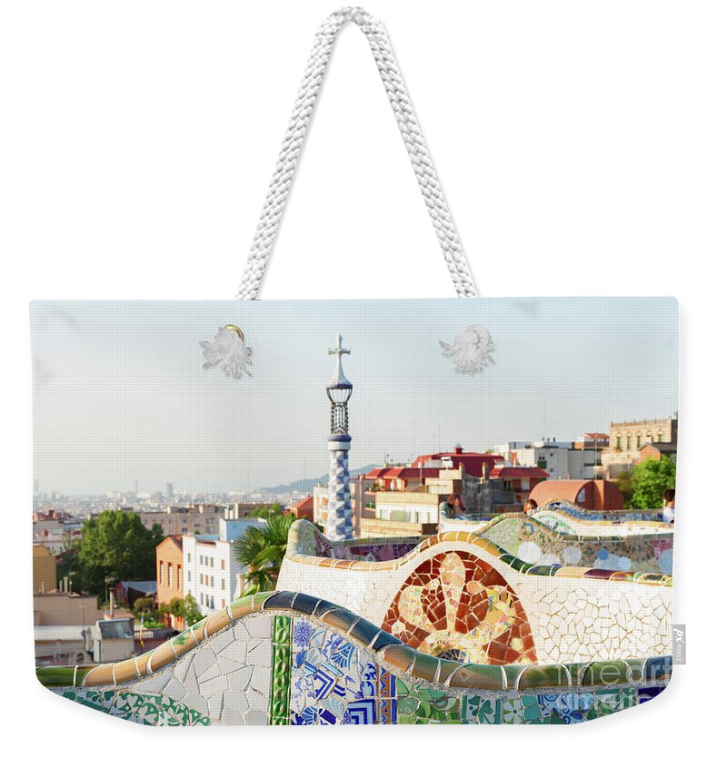 Barcelona Weekender Tote Bag featuring the photograph Park Guell in Barcelona by Anastasy Yarmolovich