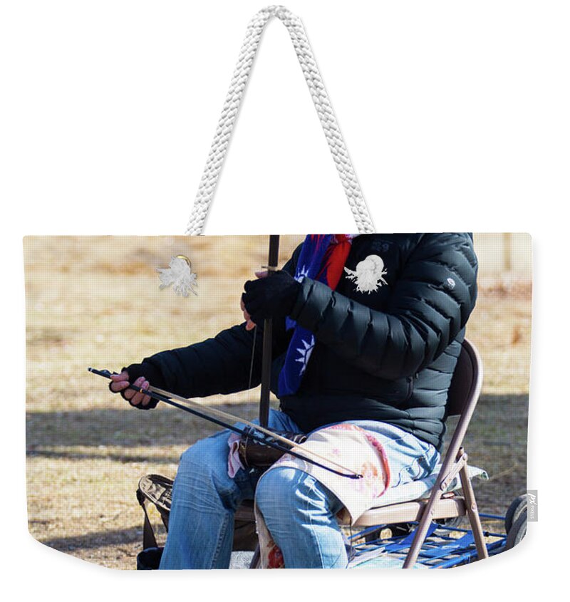 Music Weekender Tote Bag featuring the photograph Park Musician by Allan Morrison