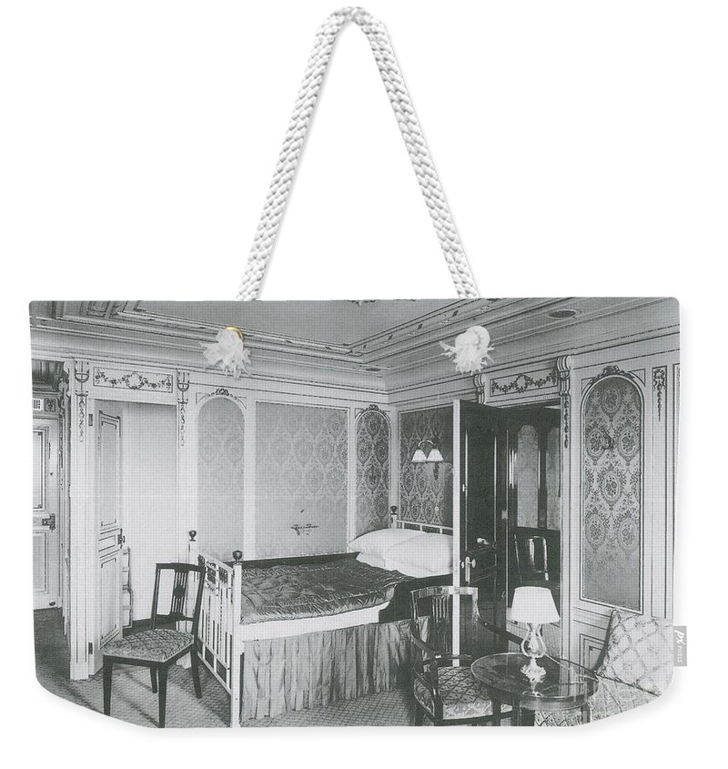 Titanic Weekender Tote Bag featuring the photograph Parlour Suite Of Titanic Ship by Photo Researchers
