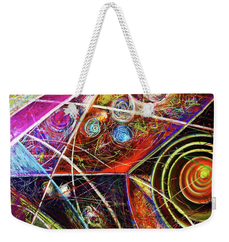 Bright Weekender Tote Bag featuring the painting Particle Track Study One by Scott Wallin