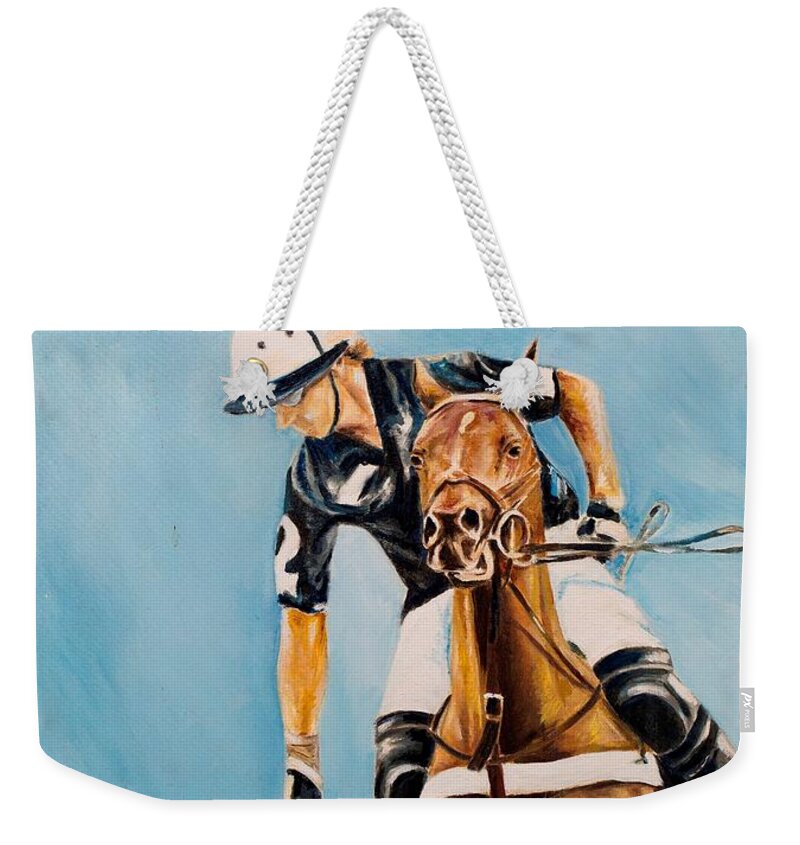 Polo Weekender Tote Bag featuring the painting Partido by Carlos Jose Barbieri