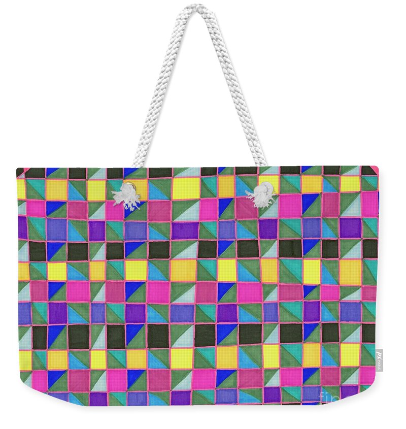 Geometric Weekender Tote Bag featuring the drawing Party by Lara Morrison