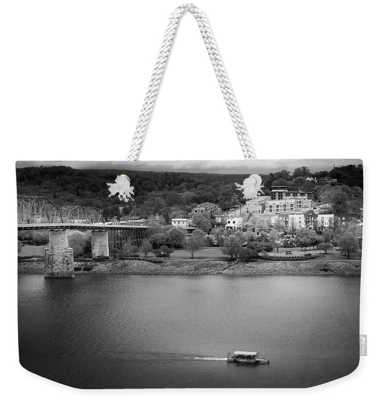 Greg Mimbs Weekender Tote Bag featuring the photograph Passing Storm In Chattanooga Black and White by Greg and Chrystal Mimbs