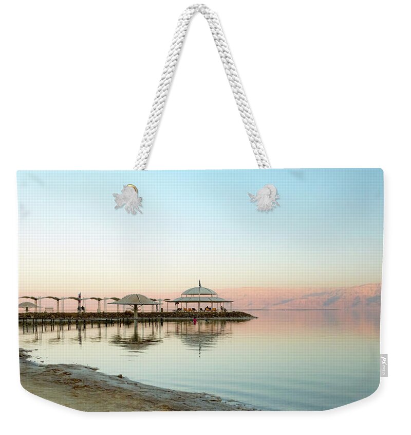 Dead Weekender Tote Bag featuring the photograph Pastel colors of the Dead Sea by Adriana Zoon