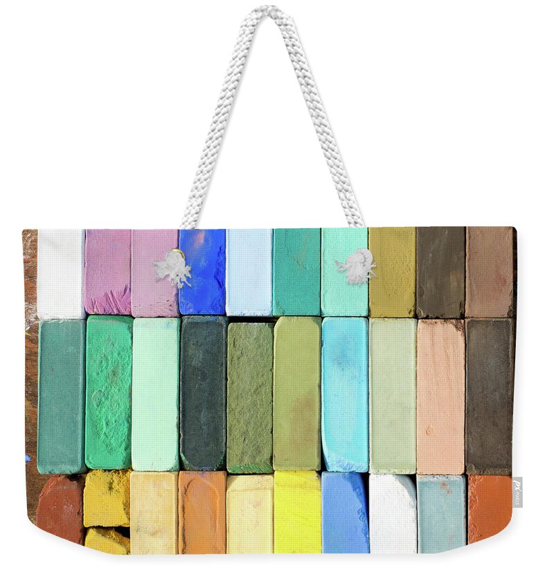 Pastel Weekender Tote Bag featuring the photograph Pastel Square Composition 1 by Kathy Anselmo