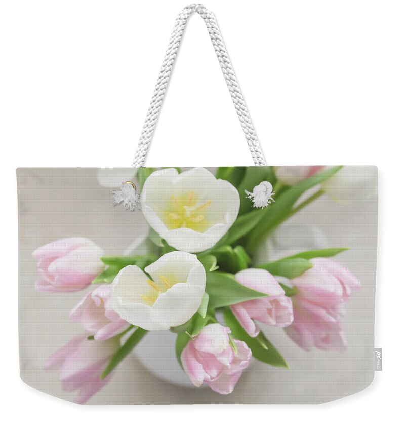 Tulips Weekender Tote Bag featuring the photograph Pastel Tulips by Kim Hojnacki