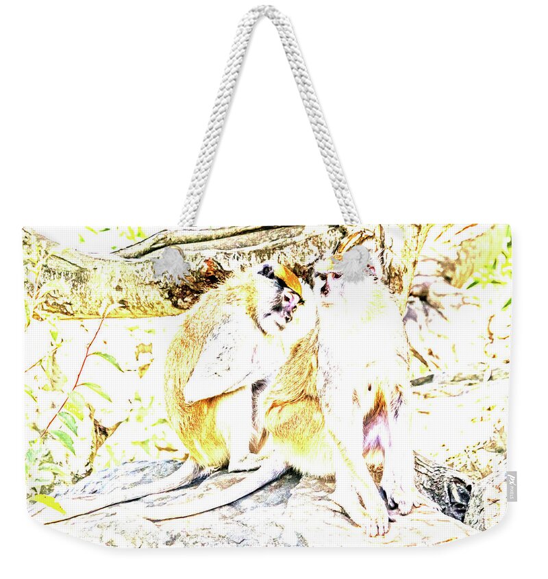 Monkeys Weekender Tote Bag featuring the photograph Patas Abstract by Kate Brown