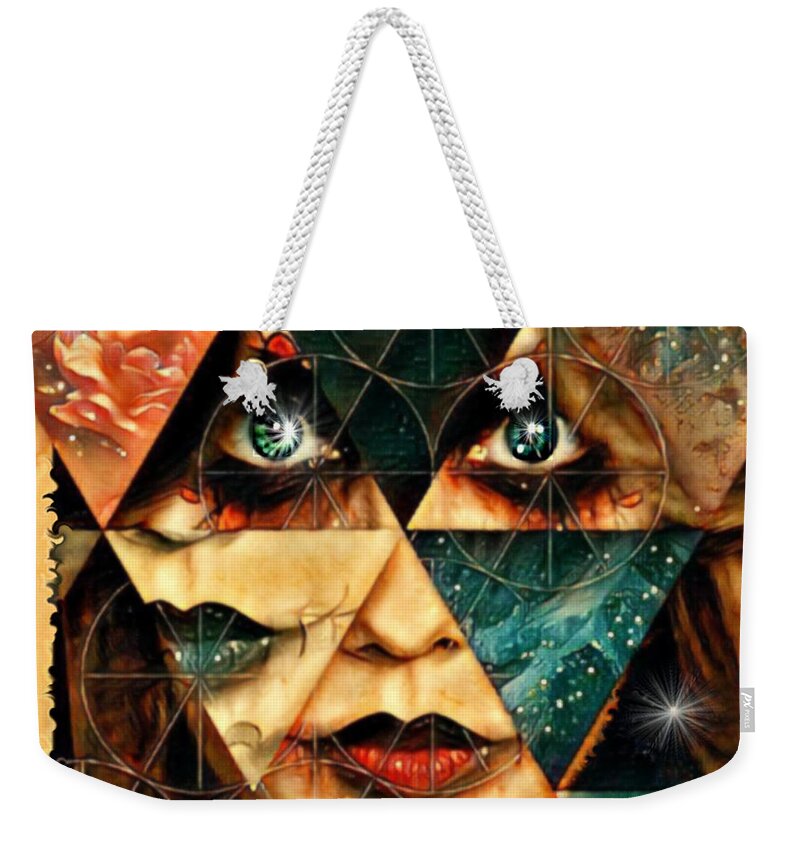 Digital Art Weekender Tote Bag featuring the digital art Patchwork Zombie Lady by Artful Oasis