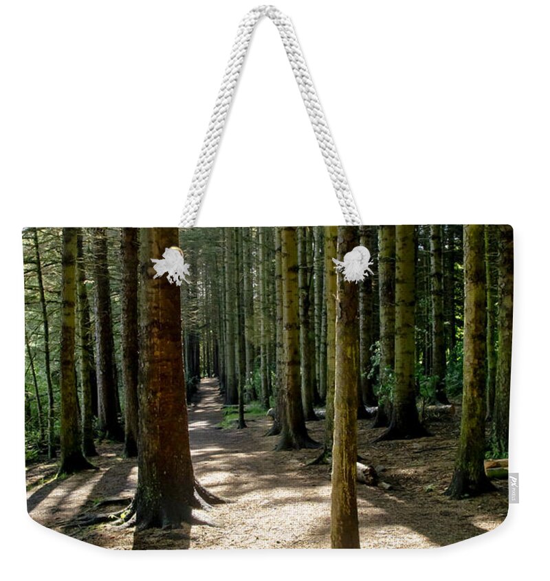 Beecraigs Weekender Tote Bag featuring the photograph Path through the woods. by Elena Perelman