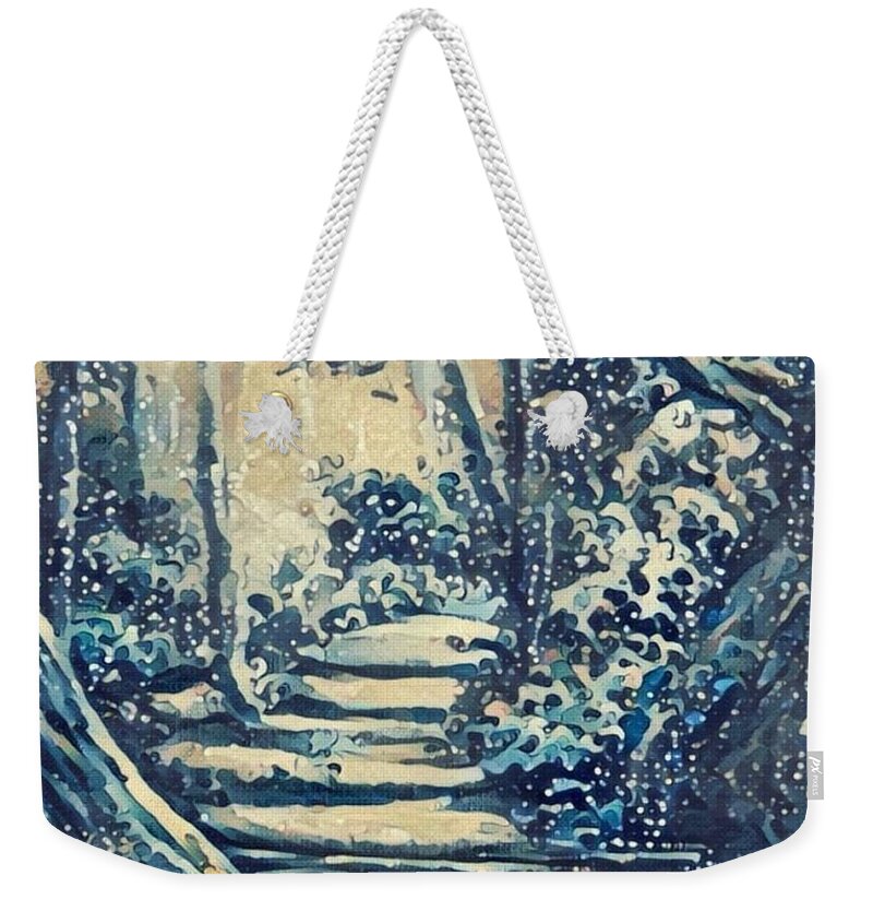 Landscapes Weekender Tote Bag featuring the painting Path thru the woods by Megan Walsh