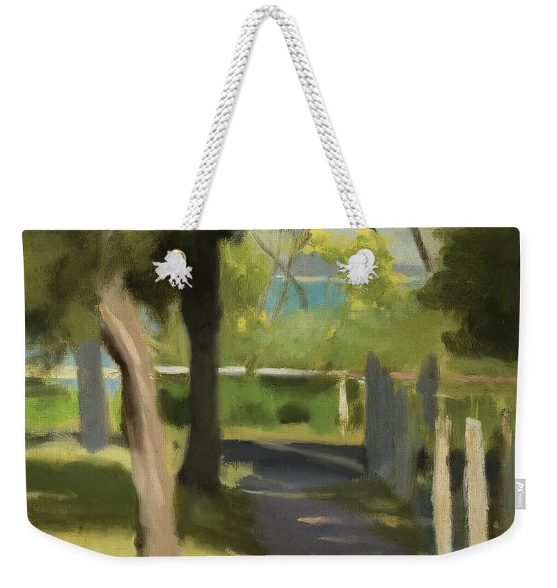 Clarice Beckett Weekender Tote Bag featuring the painting Path to the Beach by Clarice Beckett