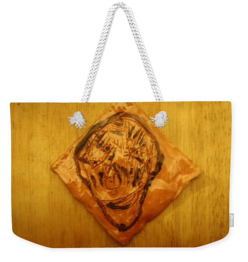 Jesus Weekender Tote Bag featuring the ceramic art Patrick - tile by Gloria Ssali