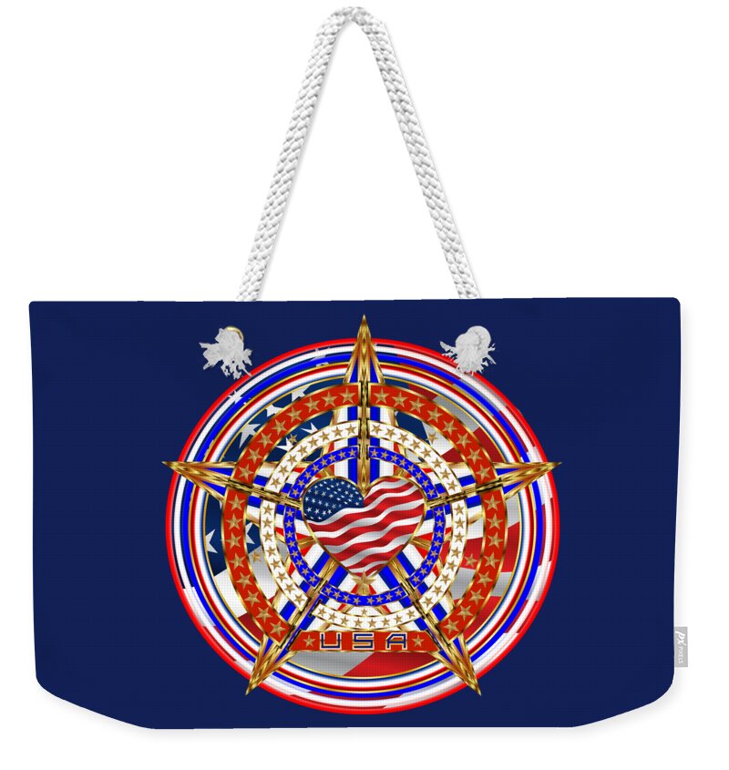 Veterans Weekender Tote Bag featuring the digital art Patriotic For you America Where it loud and Proud by Bill Campitelle