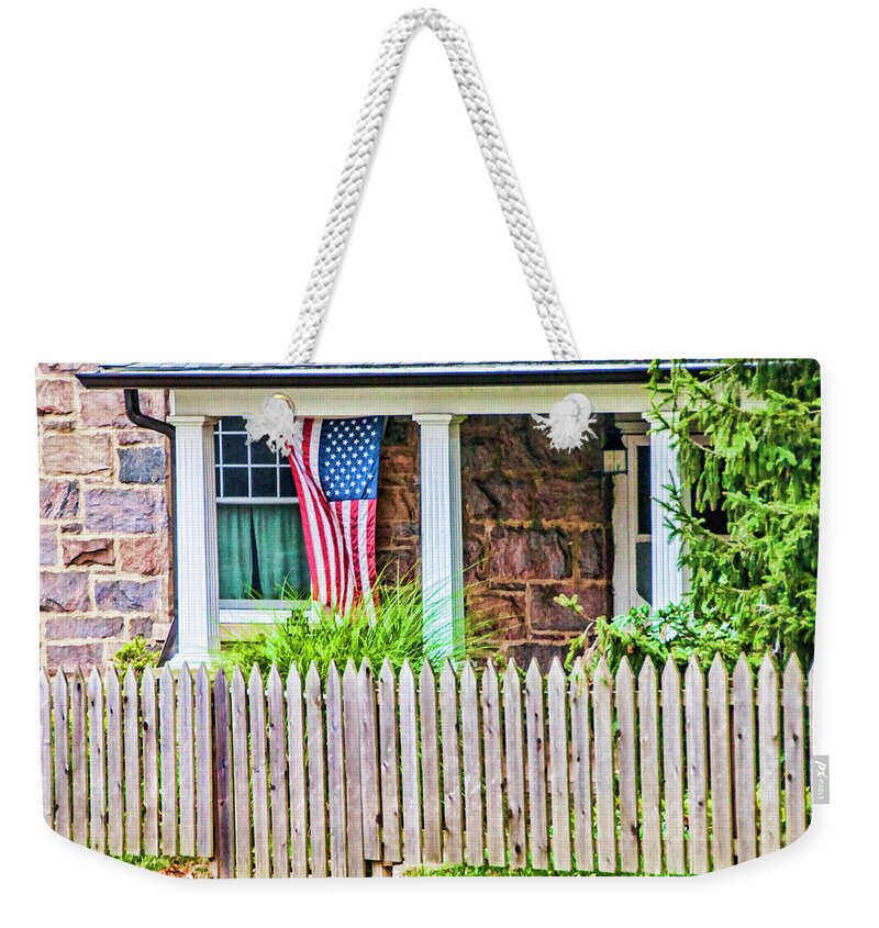 Stone Weekender Tote Bag featuring the photograph Patriots Porch by Cathy Kovarik