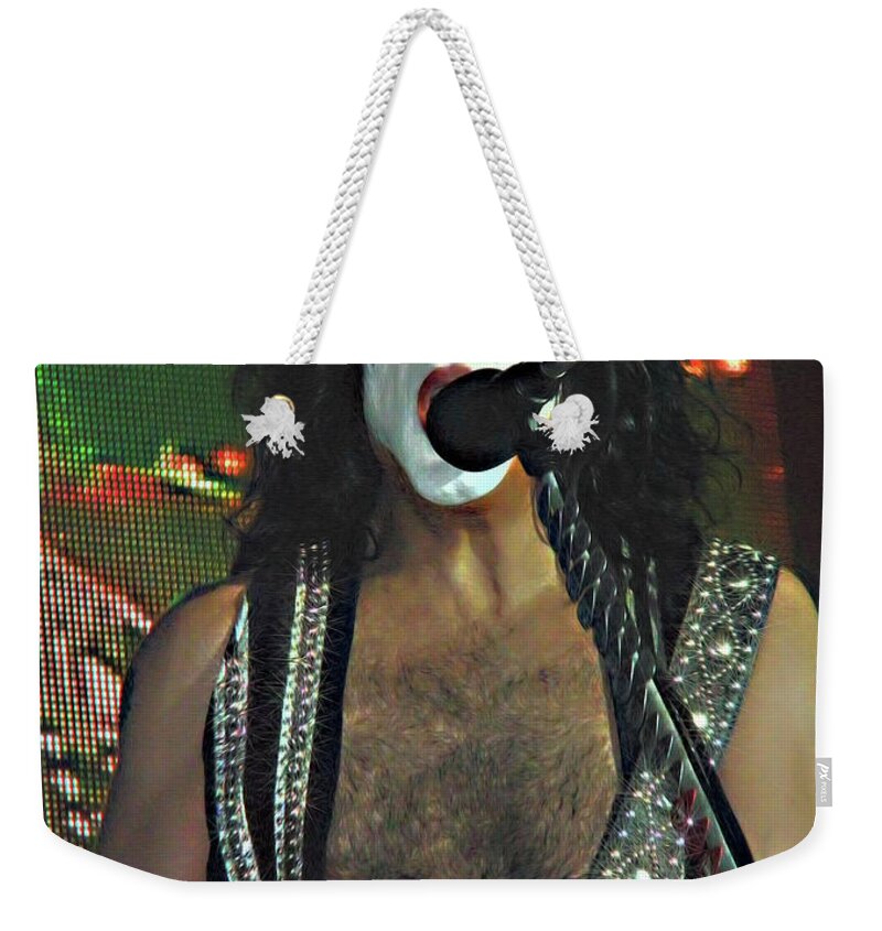 Paul Stanley - Kiss Weekender Tote Bag featuring the photograph Paul Stanley by Vivian Martin