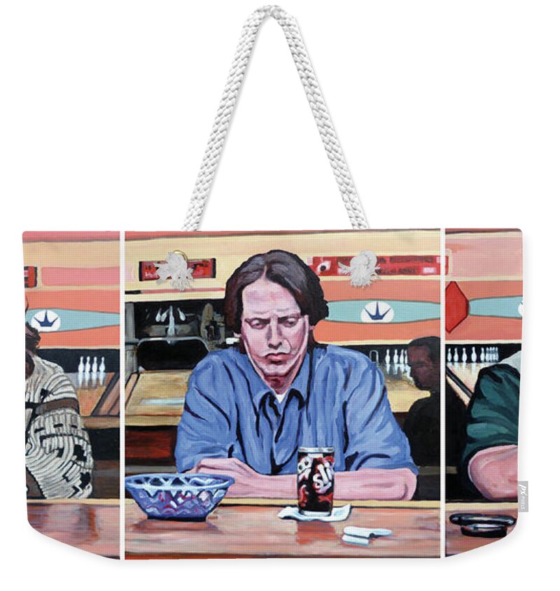 The Big Lebowski Weekender Tote Bag featuring the painting Pause for Reflection by Tom Roderick