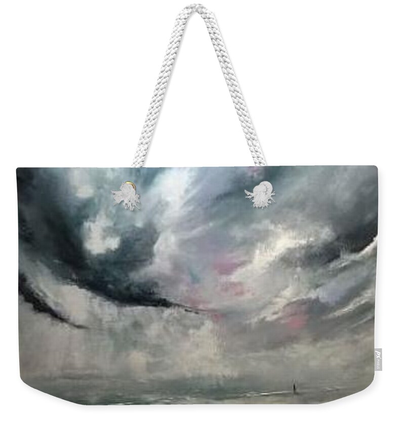 Sky Weekender Tote Bag featuring the painting Pause for thought by Christopher Delni Offord