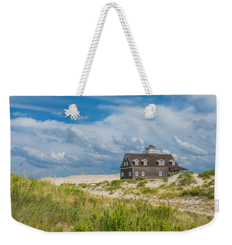 Obx Weekender Tote Bag featuring the photograph Pea Island Panorama by Cyndi Goetcheus Sarfan