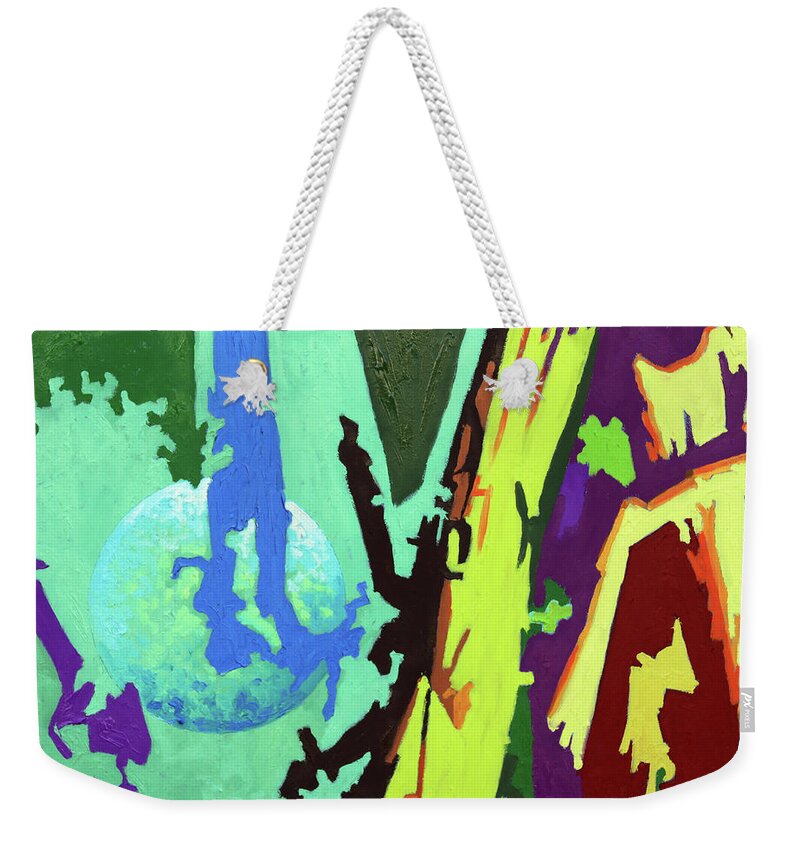 Abstraction Weekender Tote Bag featuring the painting Peace Before the Violence by John Lautermilch