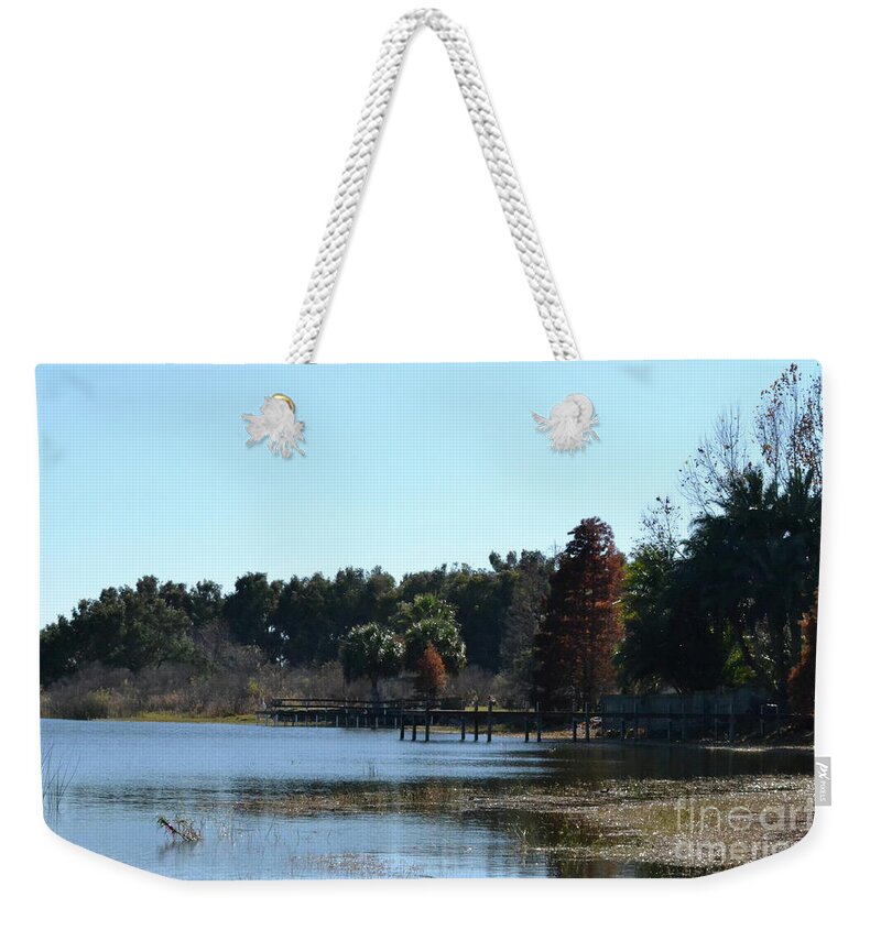 Lake Weekender Tote Bag featuring the photograph Peace by Carol Bradley