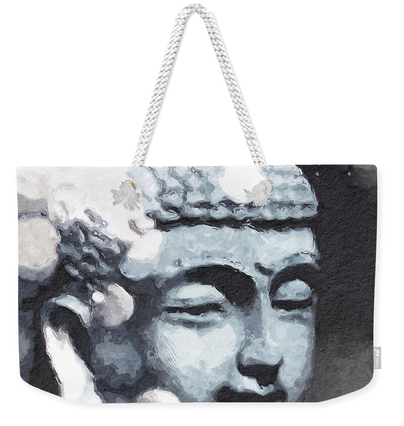 Buddha Weekender Tote Bag featuring the digital art Peaceful Buddha 3- Art by Linda Woods by Linda Woods