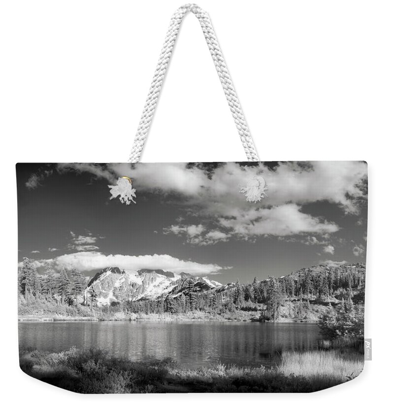 Mount Baker Weekender Tote Bag featuring the photograph Peaceful Lake by Jon Glaser